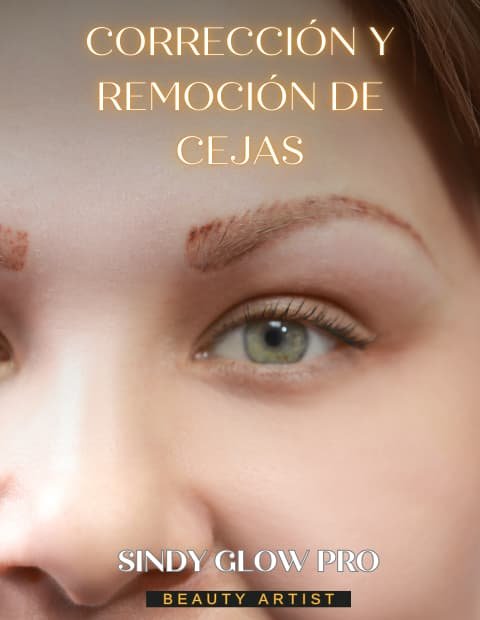 Corrección profesional de cejas mal tatuadas o microblading fallido en Houston, por Sindy Glow Pro