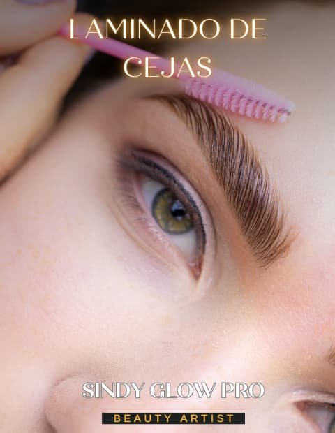 Servicio de laminado de cejas ofrecido por Sindy Glow Pro en Houston para cejas definidas y peinadas