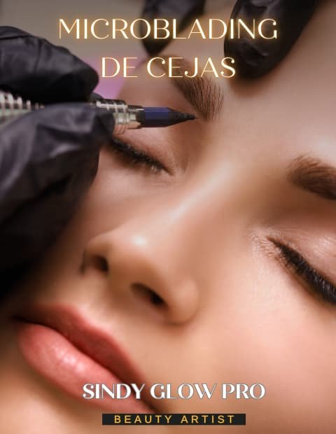 Proceso de microblading de cejas pelo a pelo ofrecido por Sindy Glow Pro en Houston